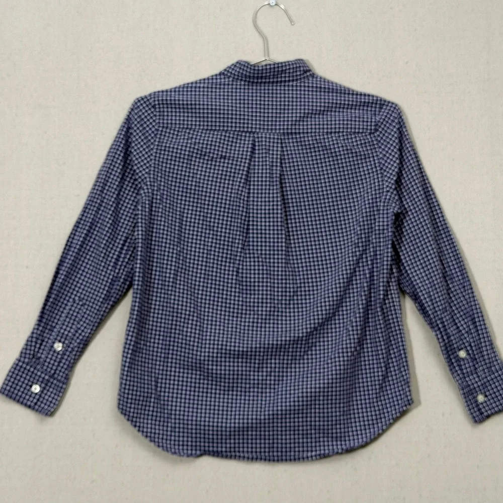 Ralph Lauren Button Up Boys Medium 10-12 Blue Plaid Shirt Long Sleeve Cotton